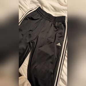 Adidas Black Joggers with White Stripes